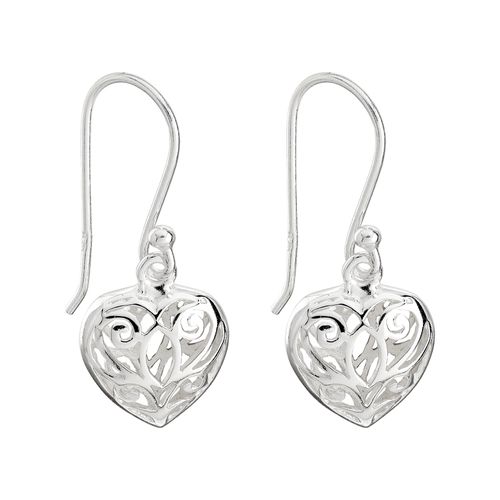 Beautiful Filigree Puff Heart Earrings